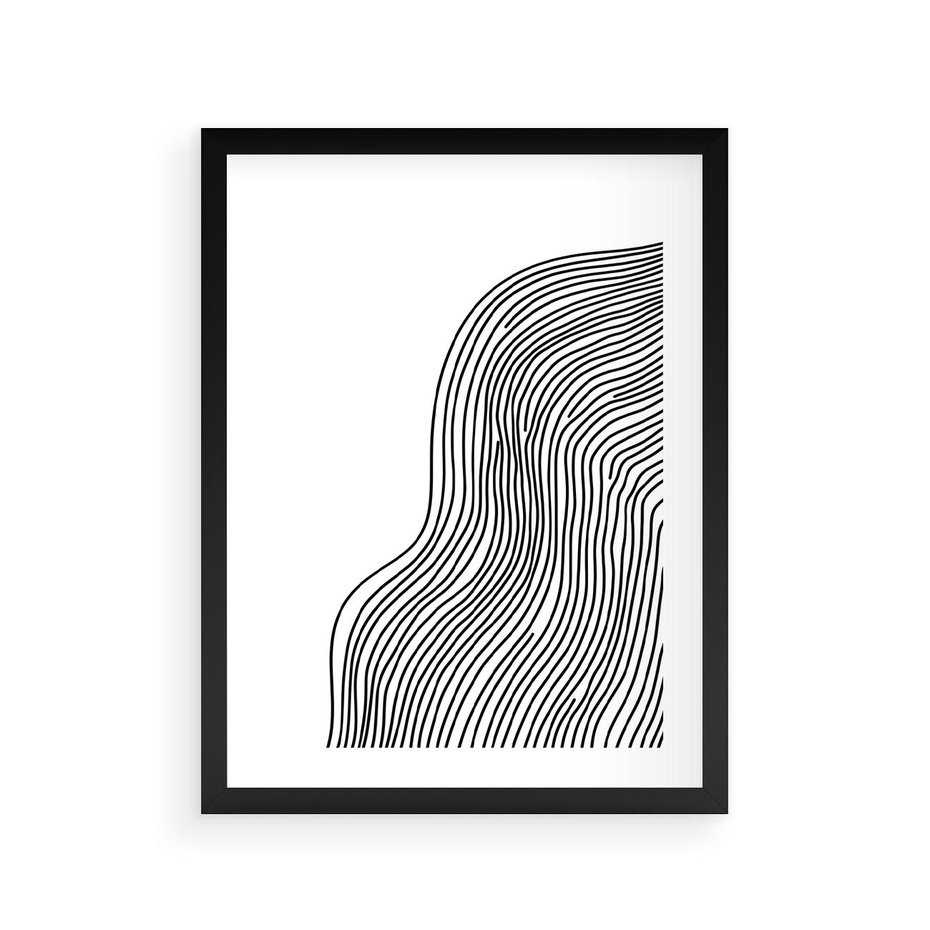 Plakat w ramie 30x40 - Refrakcje Przestrzeni - mnimalistyczna forma, czarne linie - rama czarna