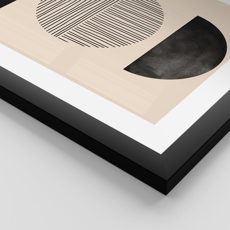 Zestaw obrazy w ramie 30x40 galeria - Geometryczne, grafiki, czarno, biały - rama czarna