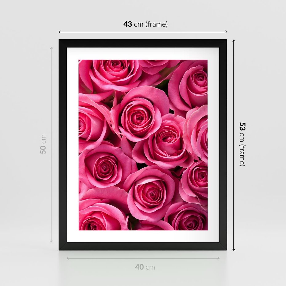 Plakat w ramie 40x50 - Romantyczne róże w pełnym rozkwicie - róże, kwiaty - rama czarna