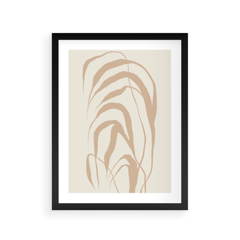 Plakat w ramie 30x40 - Formy Nowoczesności - minimalistyczny plakat, liście palmy - rama czarna