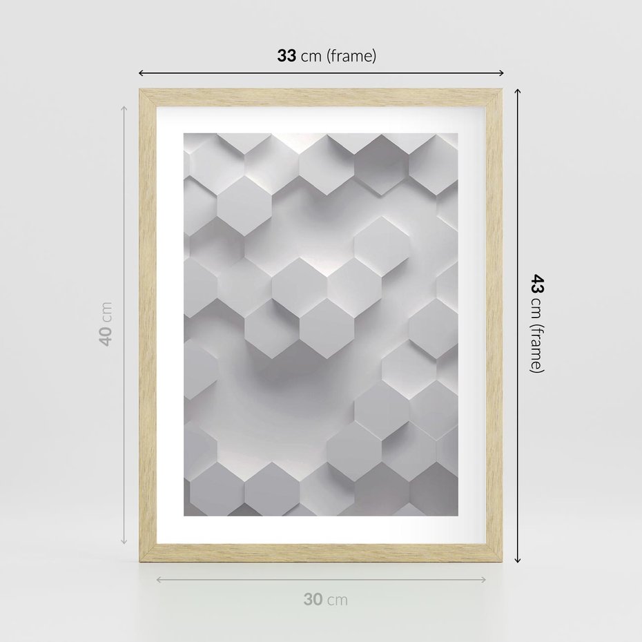 Plakat w ramie 30x40 - Kreatywna Forma - geometryczny, 3D - rama drewno