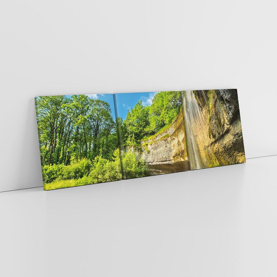 Obraz na płótnie 120x40 - Wodospad: Skały w ruchu - wodospad, las