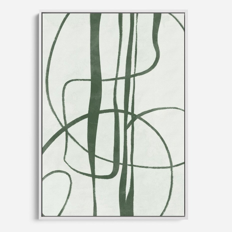 Obraz w ramie 70x100 - Zielony Spokój - zielona abstrakcja, spokojny plakat - rama biała