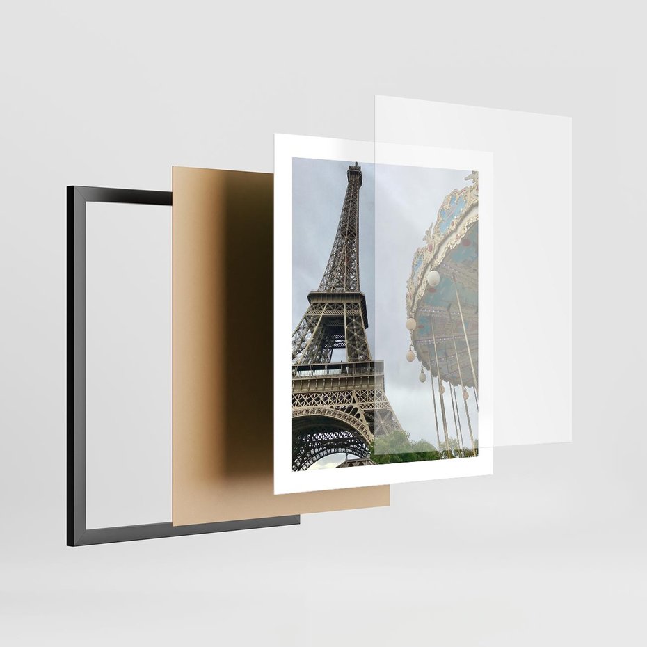 Plakat w ramie 40x50 - Delikatność kolorów - wieża, Eiffla - rama czarna