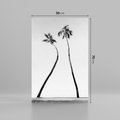 Obraz na płótnie 50x70 - Samotne Palmy - czarno biała fotografia, dwie samotne palmy