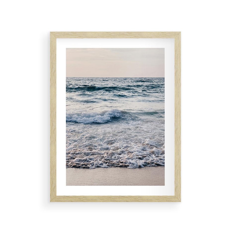 Plakat w ramie 30x40 - Malowniczy Nadmorski Krajobraz - morze, fale - rama drewno