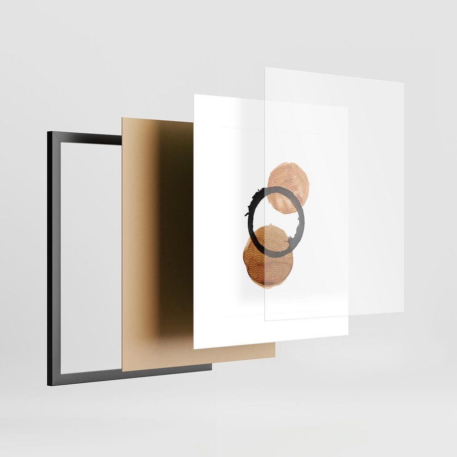 Plakat w ramie 40x50 - Japandi Geometria: Minimalistyczna Grafika - japońska sztuka, geometria - rama czarna