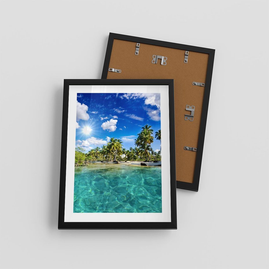 Plakat w ramie 30x40 - Rajskie wakacje na plaży - plaża, wakacje - rama czarna