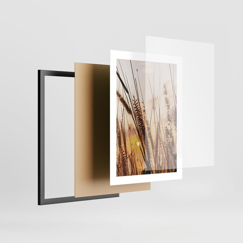 Plakat w ramie 30x40 - Malownicza Łąka z Trawam - trawy, łąka - rama czarna