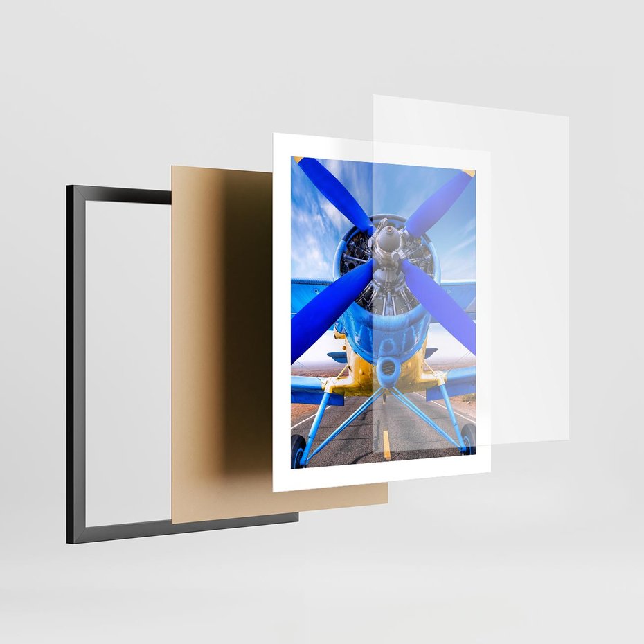 Plakat w ramie 40x50 - Śmigłowiec indygo - samolot, śmigło - rama czarna