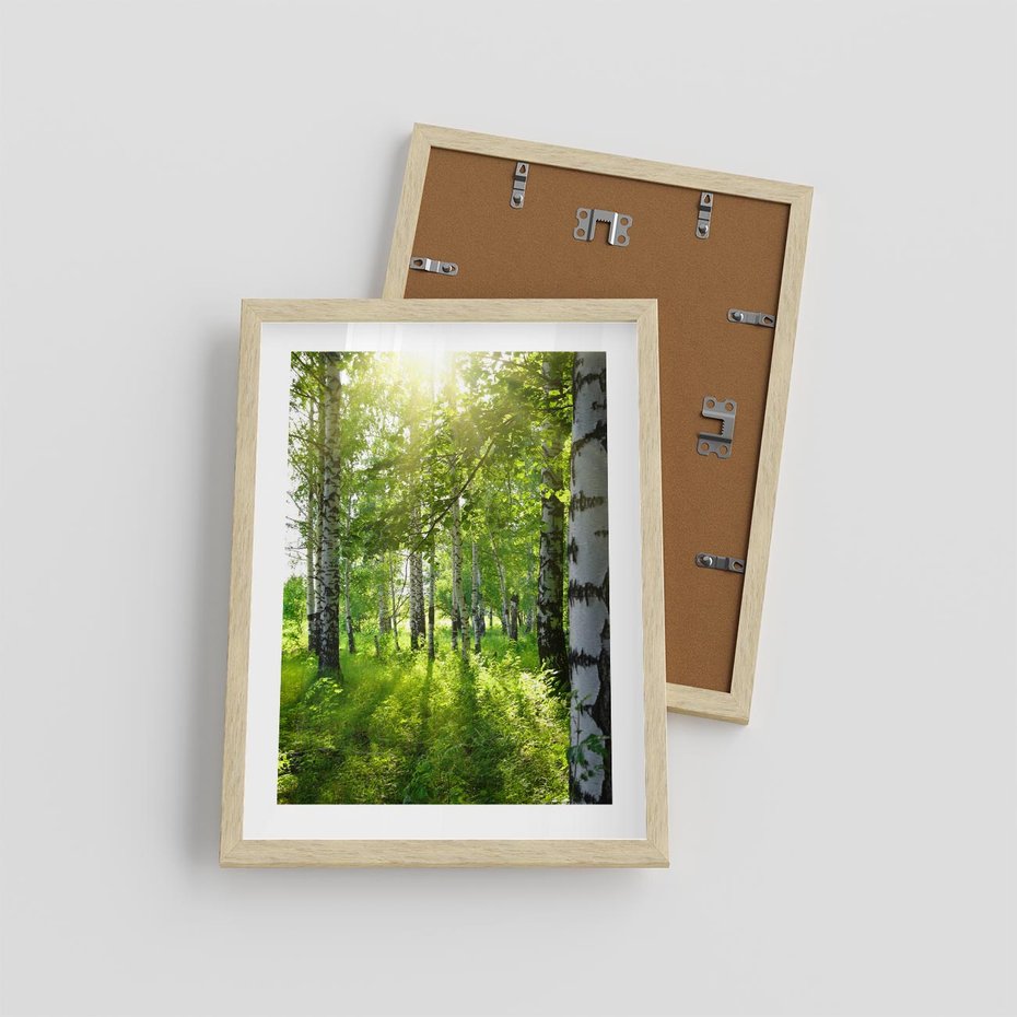 Plakat w ramie 30x40 - Lasowa Księżycowa Noc - las, drzewa - rama drewno