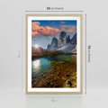 Plakat w ramie 50x70 - Jezioro wśród majestatycznych gór - jezioro, góry - rama drewno