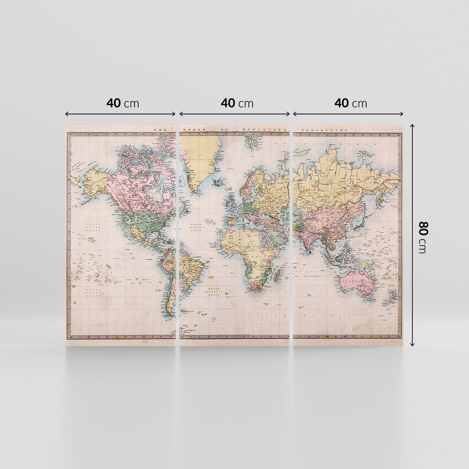Obraz na płótnie 120x80 - Światło Przeszłości - retro mapa świata, mapa
