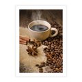 Plakat bez ramy 40x50 - Kawowa filiżanka pełna aromatu - kawa, filiżanka