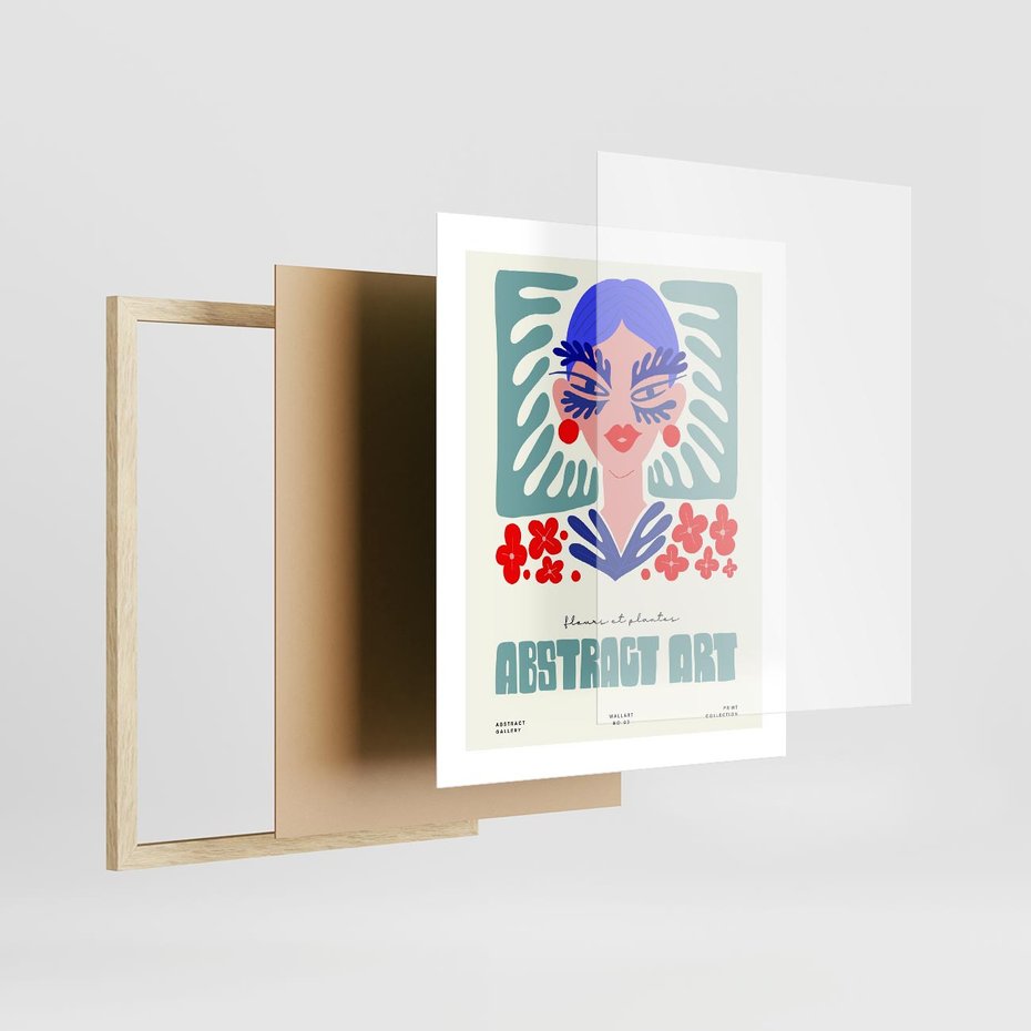 Plakat w ramie 40x50 - Podróżne Impulsy - abstrakcja, kobieta - rama drewno