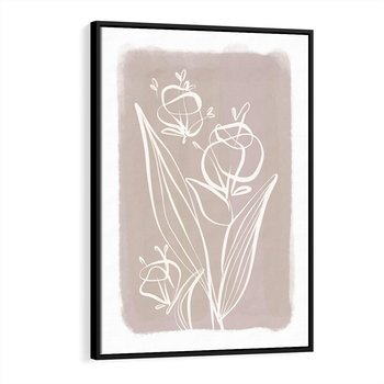 Obraz w ramie 70x100 - Pastelowe Nastroje - nowoczesny subtelny plakat, beżowy - rama czarna