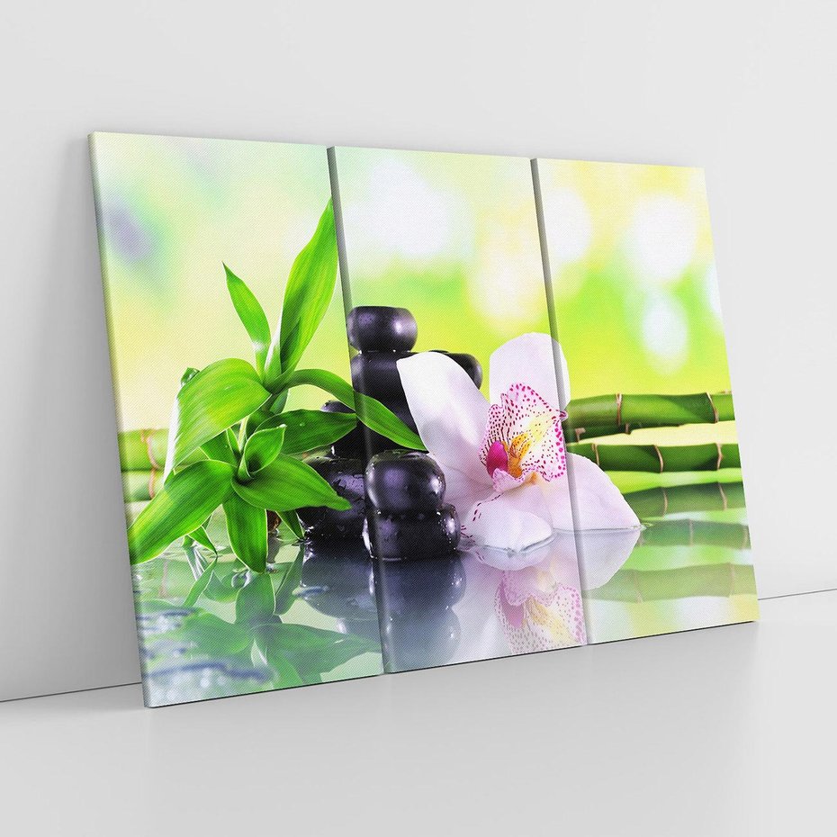 Obraz na płótnie 120x80 - Oaza Spokoju: Bambus, Kwiaty i Kamienie w SPA - bambus, kwiat