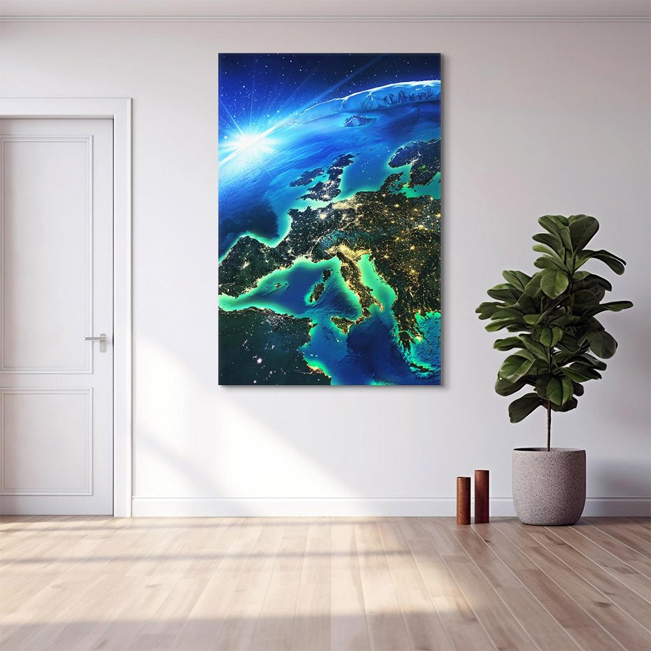 Obraz na płótnie 70x100 - Kosmiczna podróż: piękno Ziemi - kosmos, ziemia