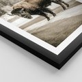 Plakat w ramie 30x40 - Spotkanie z Żubrem na Leśnej Drodze - żubr, las - rama czarna