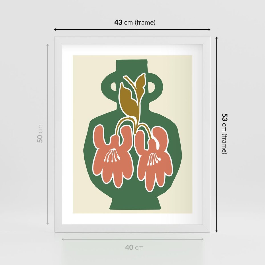 Plakat w ramie 40x50 - Kreatywne Impulsy - boho styl, wazon - rama biała