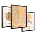 Zestaw obrazy w ramie 40x50 galeria - Boho, monstera, tęcza, nowoczesne - rama czarna
