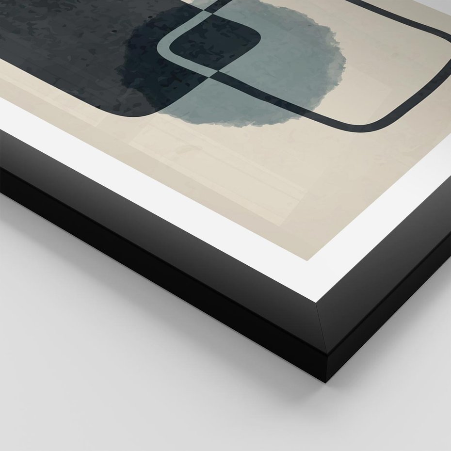 Plakat w ramie 30x40 - Migotliwe Refleksje - abstrakcyjne nieregularne kształty, minimalistyczny plakat - rama czarna