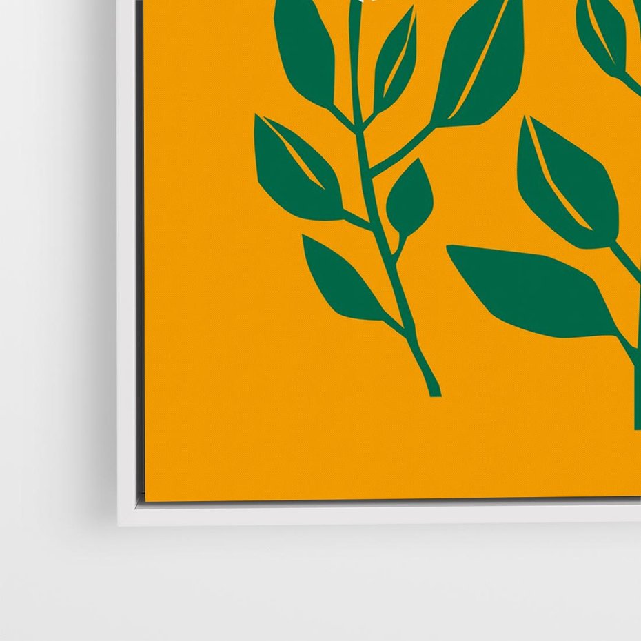 Obraz w ramie 50x50 - Kolorowe Impresje - abstrakcyjna kwiatowa kompozycja, żółte mocne tło - rama biała