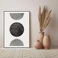 Obraz w ramie 70x100 - Tajemnicza Kompozycja - abstrakcyjne czarno białe formy, minimalizm - rama czarna