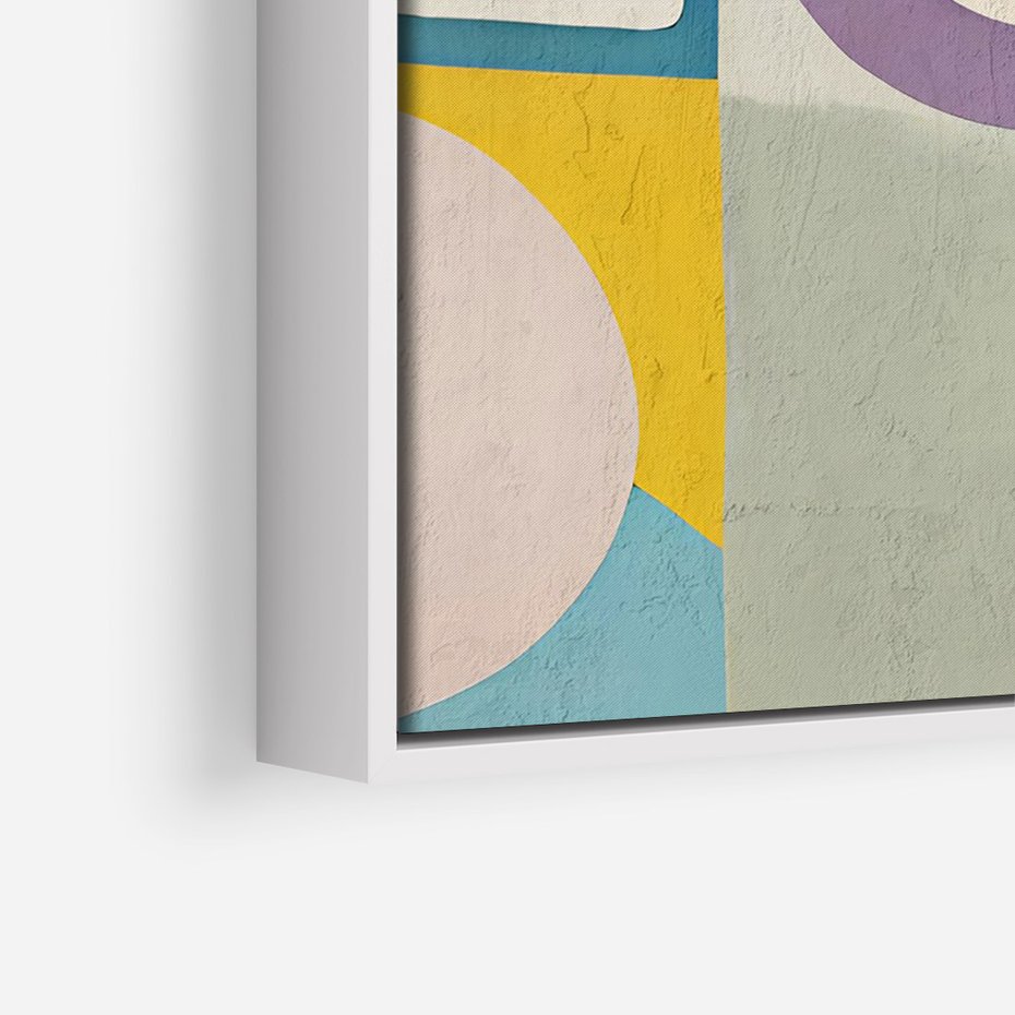 Obraz w ramie 80x120 - Taniec Kształtów Emocji - abstrakcyjne geometryczne kształty, olejny obraz - rama biała