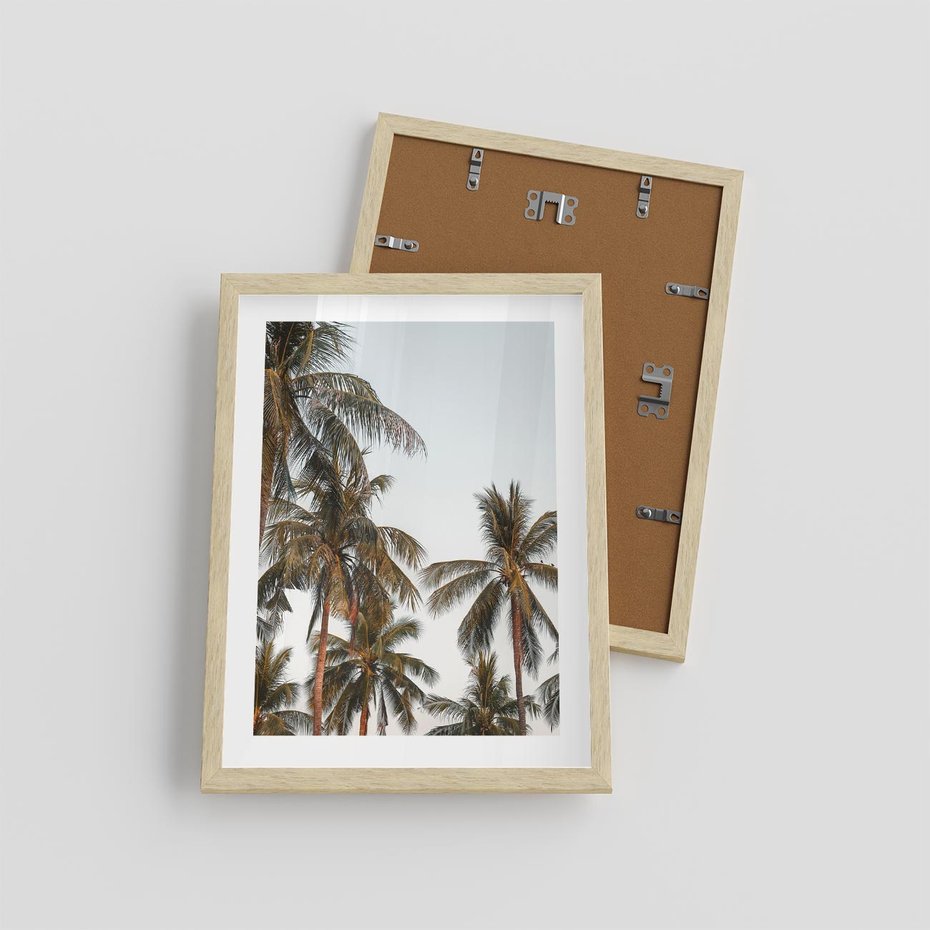 Plakat w ramie 30x40 - Palmy - tęsknota za Hawajami - palmy, Hawaje - rama drewno