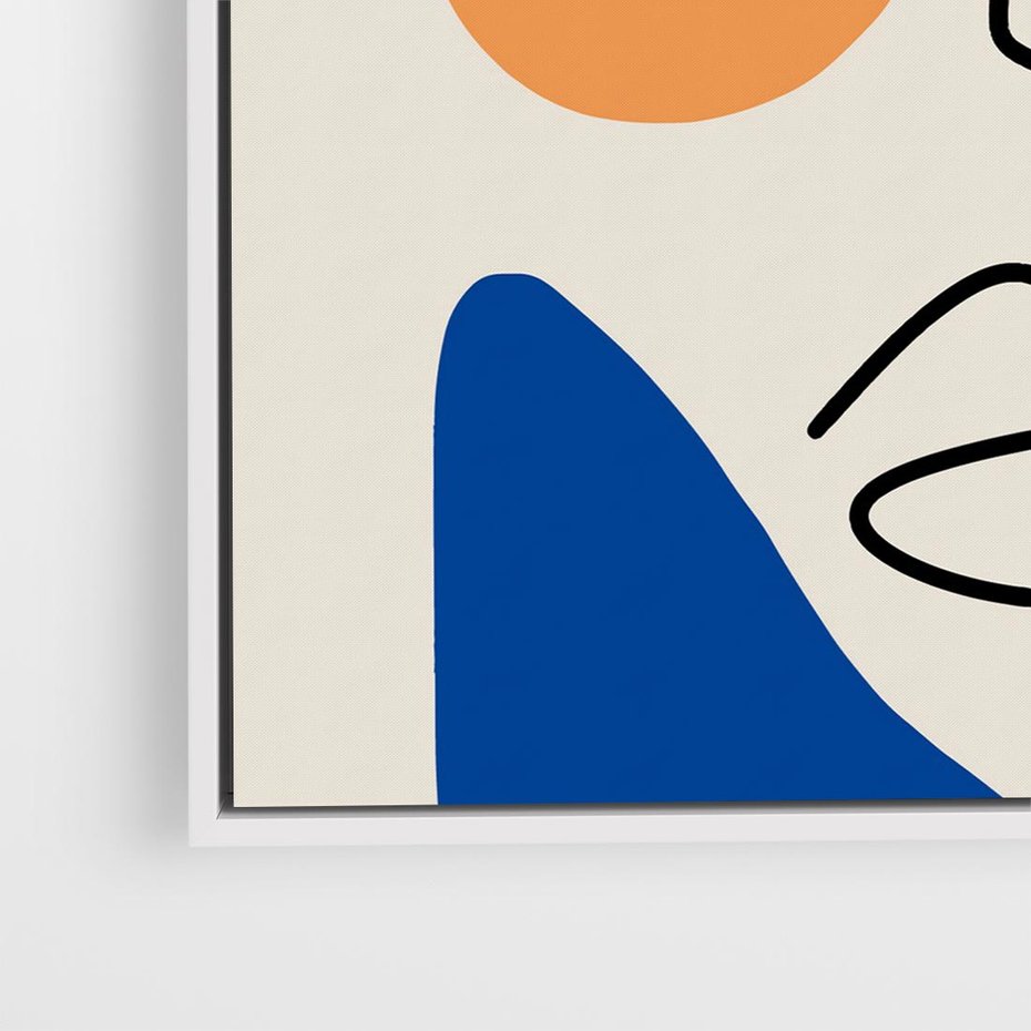 Obraz w ramie 50x50 - Rozbijające Granice Kształtów - abstrakcyjny obraz, przypomina twarz - rama biała