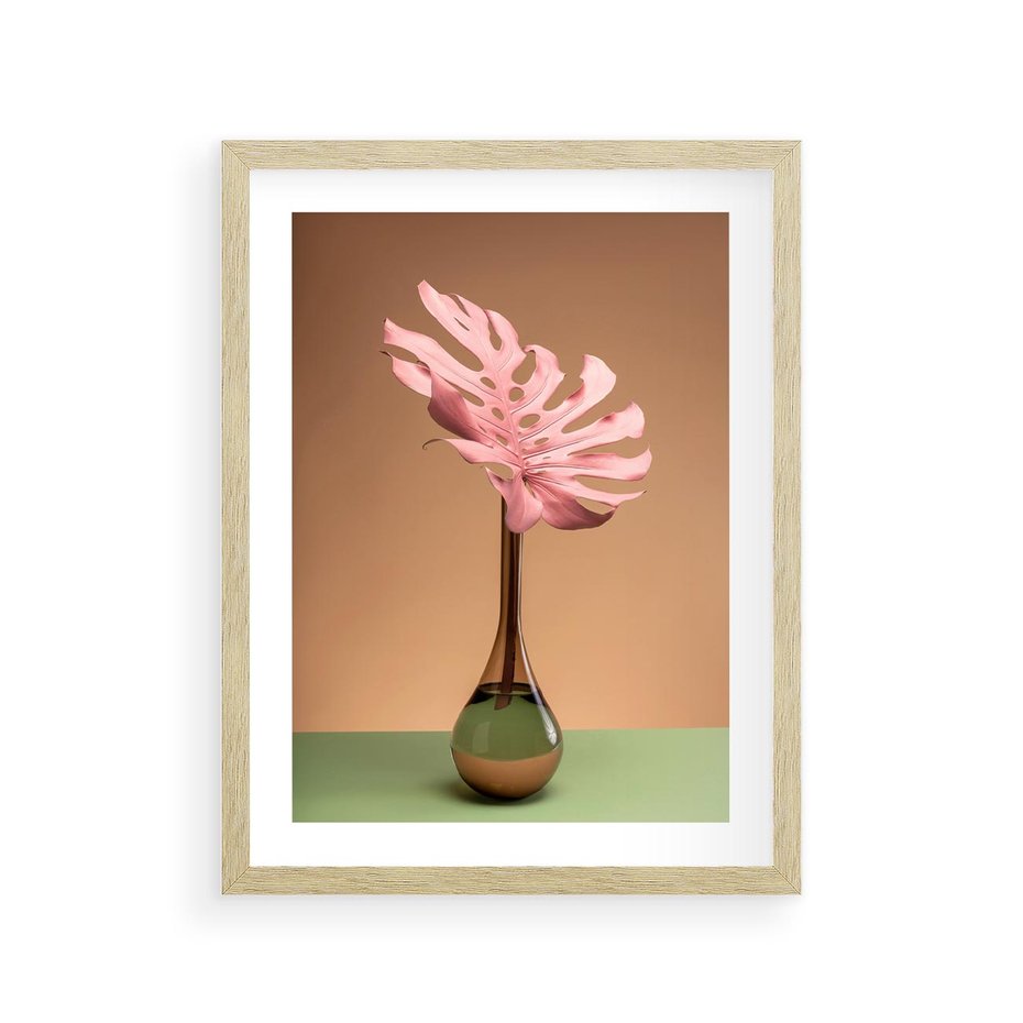 Plakat w ramie 30x40 - Wyjątkowy monstera - monstera, liść - rama drewno