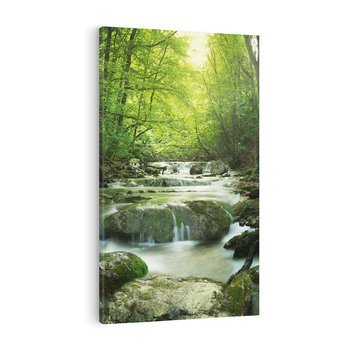 Obraz na płótnie 80x120 - Ukojenie strumienia: Spotkanie z naturą - strumyk, las
