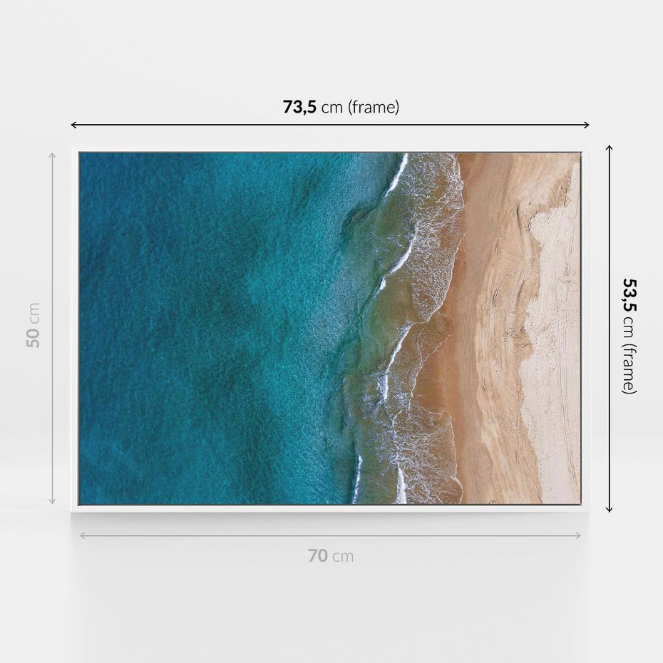 Obraz w ramie 70x50 - Spokój nad morzem - morze, plaża - rama biała