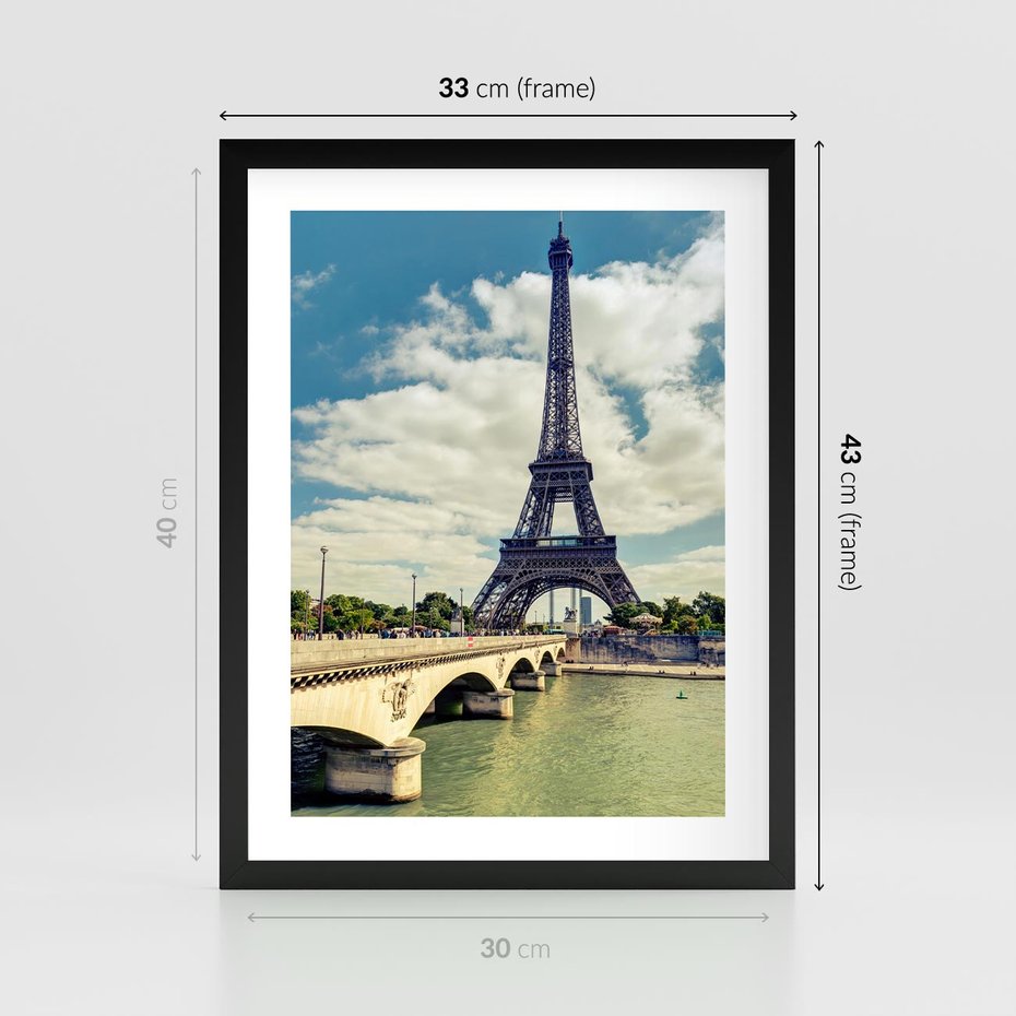 Plakat w ramie 30x40 - Wieża Eiffla - Ikona Paryża - wieża, Eiffla - rama czarna