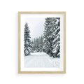 Plakat w ramie 30x40 - Magia Zimy na Obrazie - las, zima - rama drewno