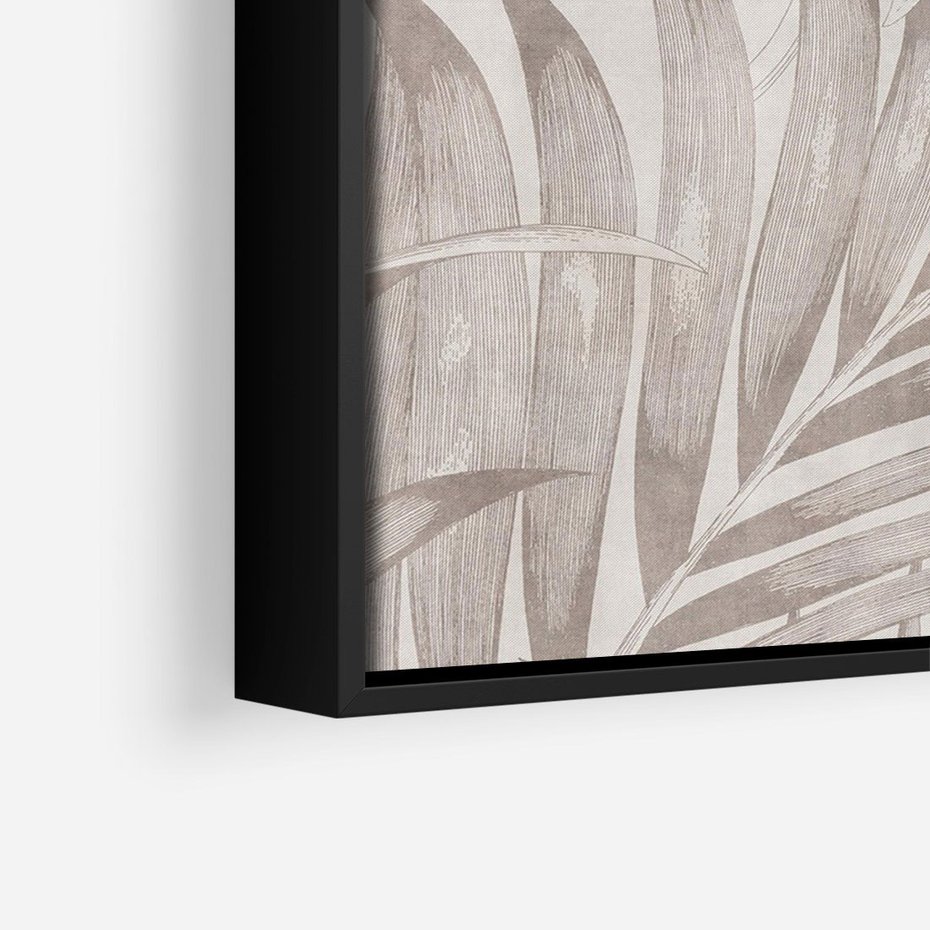 Obraz w ramie 70x100 - Odsłonięte liściowe wspomnienia - monochromatyczne, kolory sepii - rama czarna