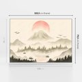 Obraz w ramie 100x70 - Przyroda Japonii - japońska akwarela, góry - rama biała