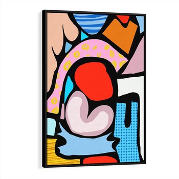 Obraz w ramie 50x70 - Czarny Komiks - abstrakcyjne formy, komiksowy styl - rama czarna