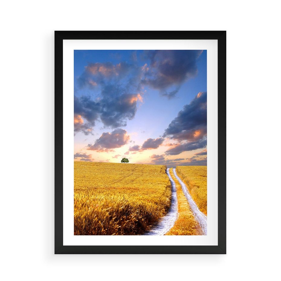 Plakat w ramie 50x70 - Magiczna droga w lesie - droga, ścieżka - rama czarna