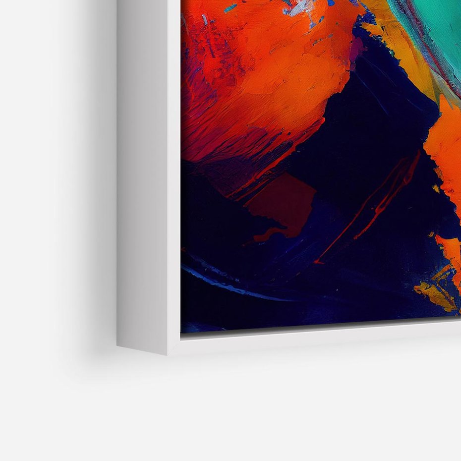 Obraz w ramie 50x50 - Abstrakcyjne wizje czasu - żywe radosne kolory, plamy kolory - rama biała