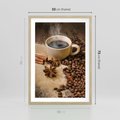 Plakat w ramie 50x70 - Kawowa filiżanka pełna aromatu - kawa, filiżanka - rama drewno