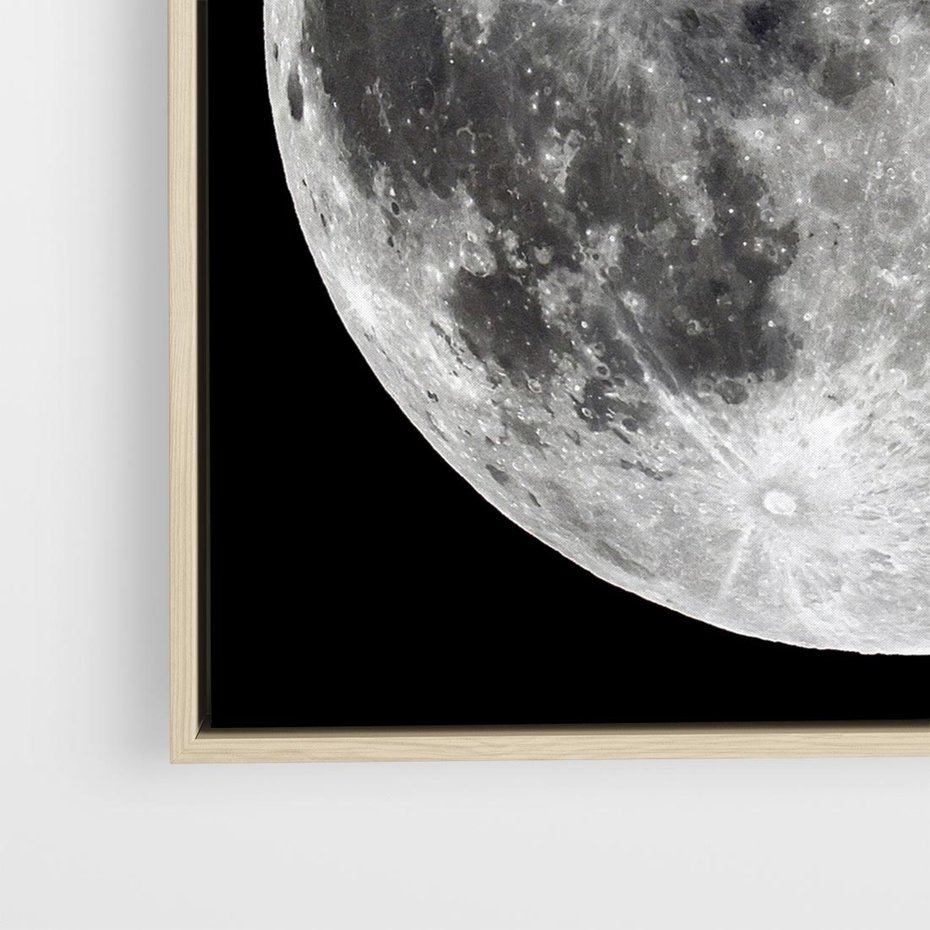 Obraz w ramie 50x50 - Księżycowa Aura - zdjęcie, ogromny księżyc na czarnym tle - rama drewno
