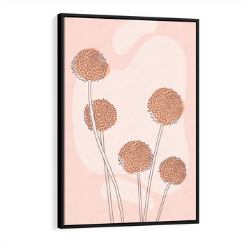 Obraz w ramie 50x70 - Rozkwitające Emocje - minimalistyczny plakat, pudrowe kwiaty - rama czarna