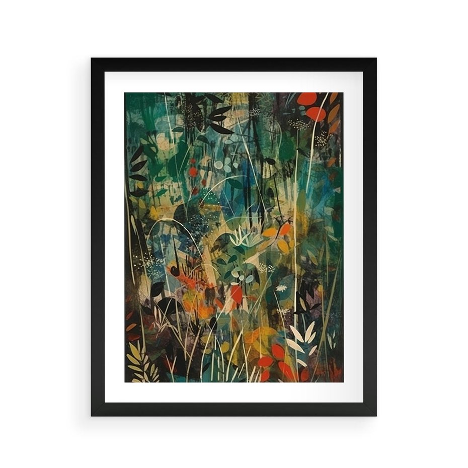 Plakat w ramie 40x50 - Abstrakcyjne Wariacje Form - abstrakcyjny obraz, mnogość kolorów - rama czarna