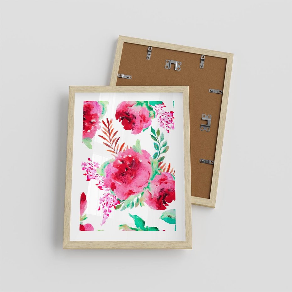 Plakat w ramie 30x40 - Delikatna Akwarela - kwiaty, akwarela - rama drewno