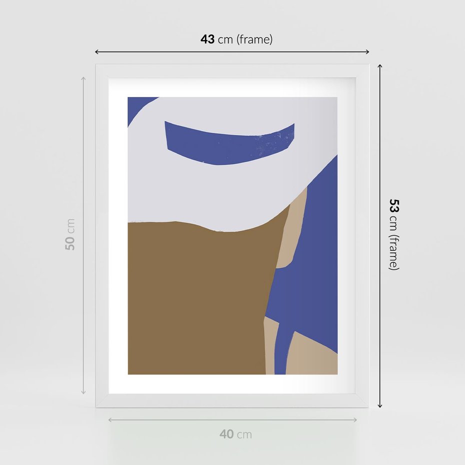 Plakat w ramie 40x50 - Kobiecy Wiatr - plakat retro, kobieta w kapeluszu - rama biała