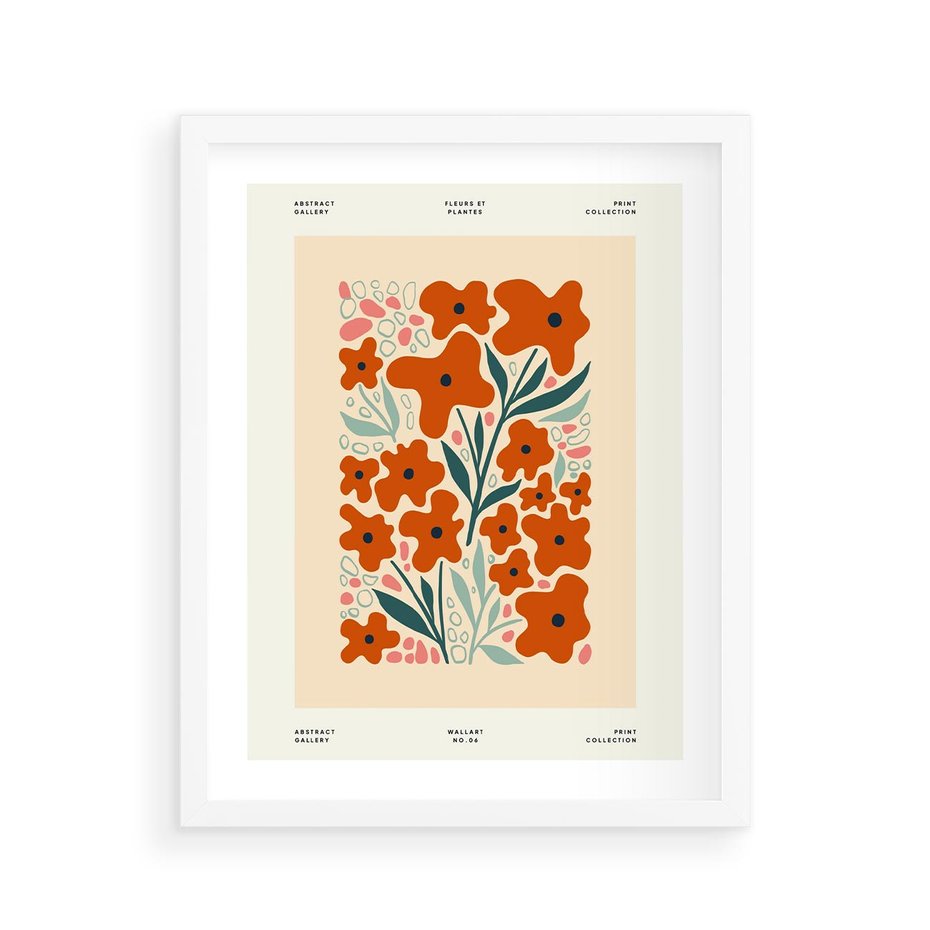 Plakat w ramie 40x50 - Refleksje Kolorowych Tajemnic - kwiaty, kompozycja - rama biała