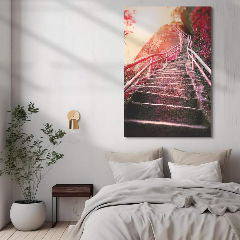 Obraz na płótnie 50x70 - Schody prowadzące do nieznanych ścieżek - schody, ścieżka