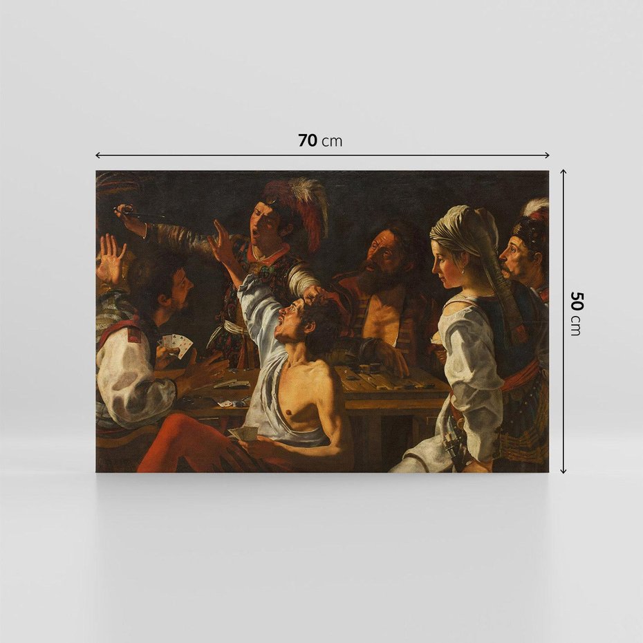 Obraz na płótnie 70x50 - Card and Backgammon Players (ok. 1595), Caravaggio - reprodukcja, obraz na płótnie